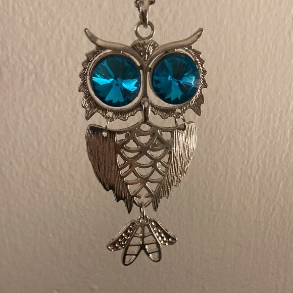 Brand New in Box Absolutely Gorgeous Infinity Slip On Blue Eyes Owl Necklace - Picture 15 of 17